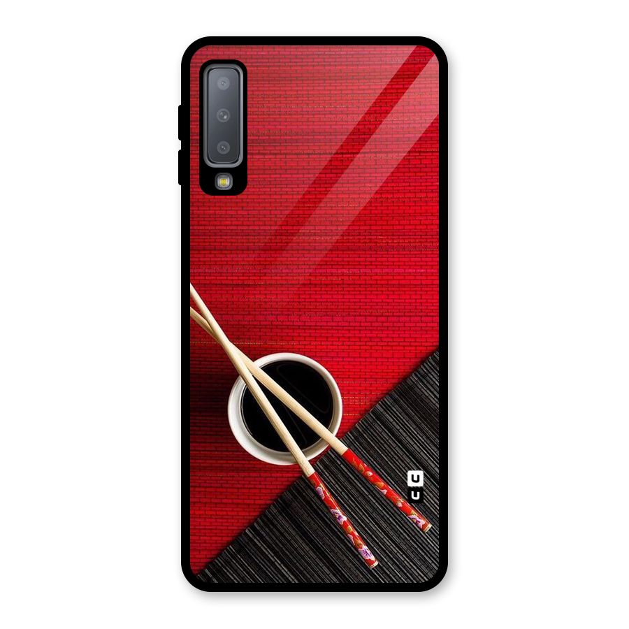 Cup Chopsticks Glass Back Case for Galaxy A7 (2018)