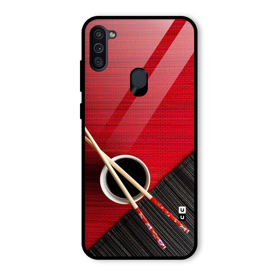Cup Chopsticks Glass Back Case for Galaxy M11