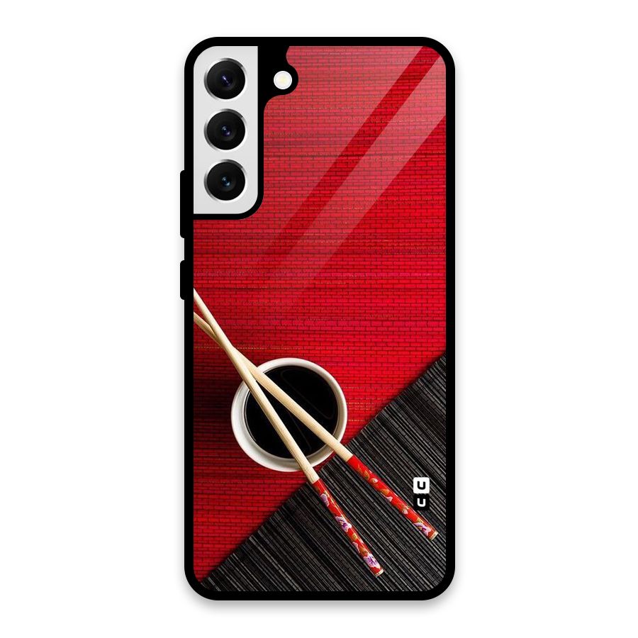 Cup Chopsticks Glass Back Case for Galaxy S22 Plus 5G