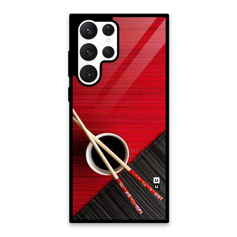 Cup Chopsticks Glass Back Case for Galaxy S22 Ultra 5G