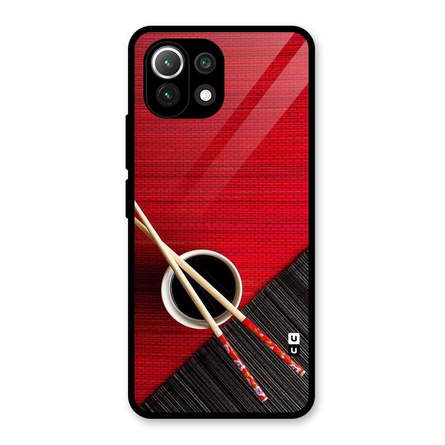 Cup Chopsticks Glass Back Case for Mi 11 Lite