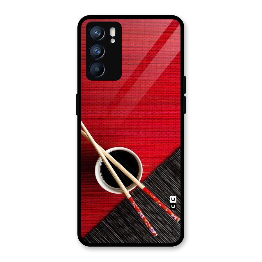 Cup Chopsticks Glass Back Case for Oppo Reno6 5G