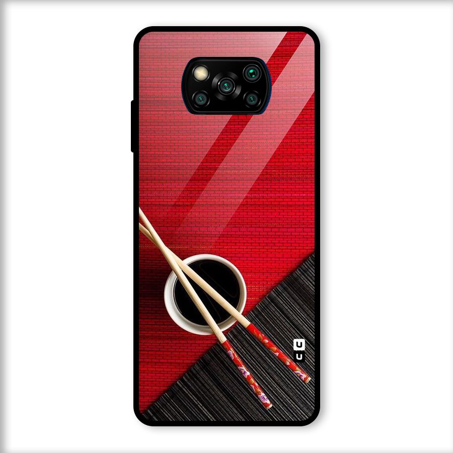 Cup Chopsticks Glass Back Case for Poco X3