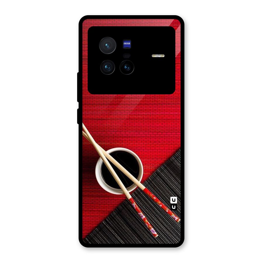 Cup Chopsticks Glass Back Case for Vivo X80