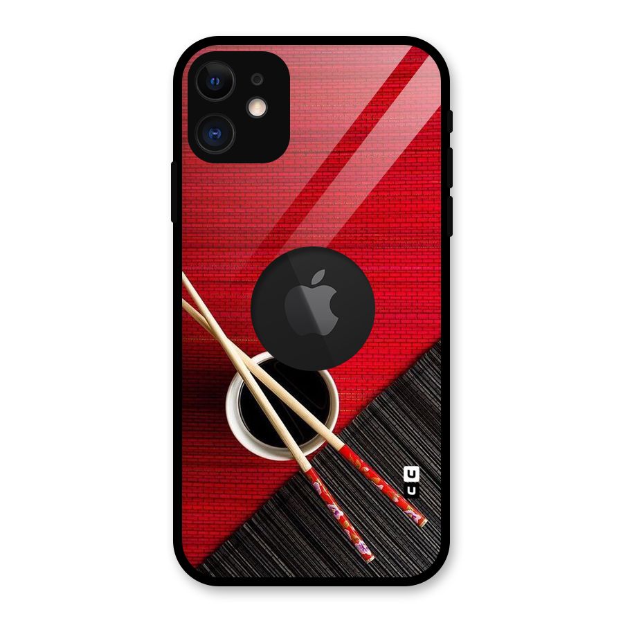 Cup Chopsticks Glass Back Case for iPhone 11 Logo Cut