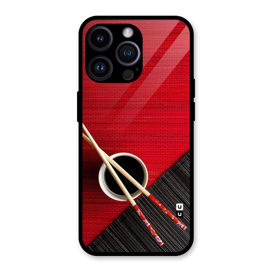 Cup Chopsticks Glass Back Case for iPhone 14 Pro Max