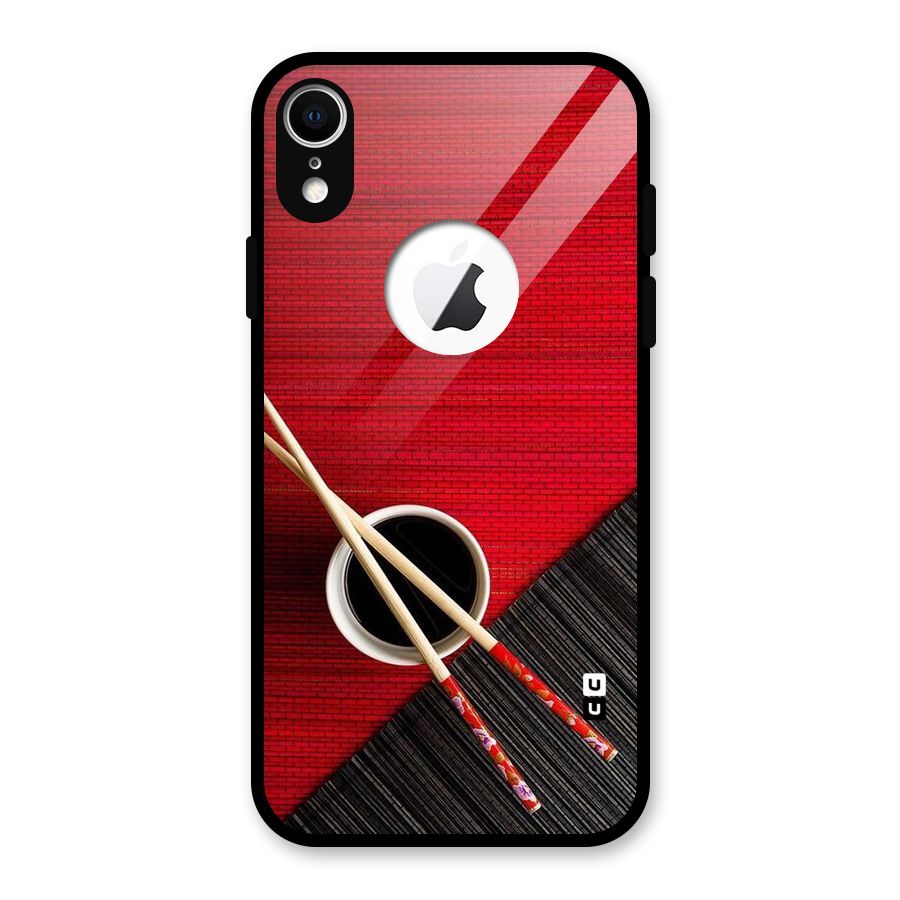Cup Chopsticks Glass Back Case for iPhone XR Logo Cut