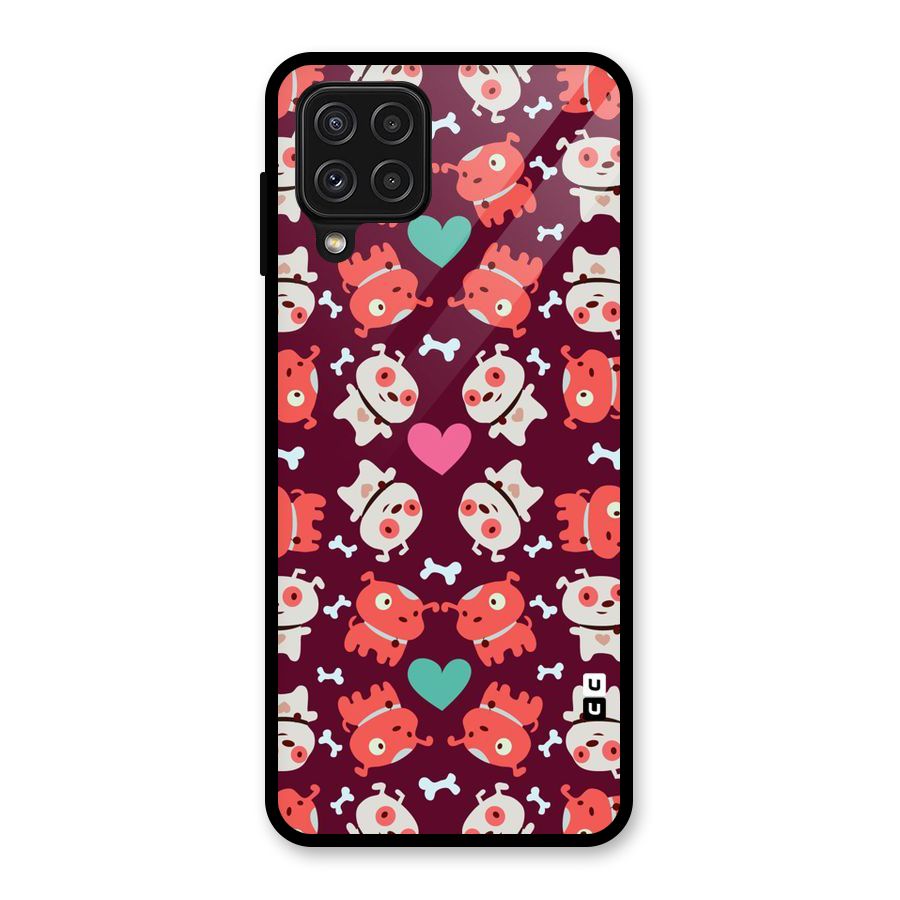 Cut Dog Design Glass Back Case for Galaxy A22 4G