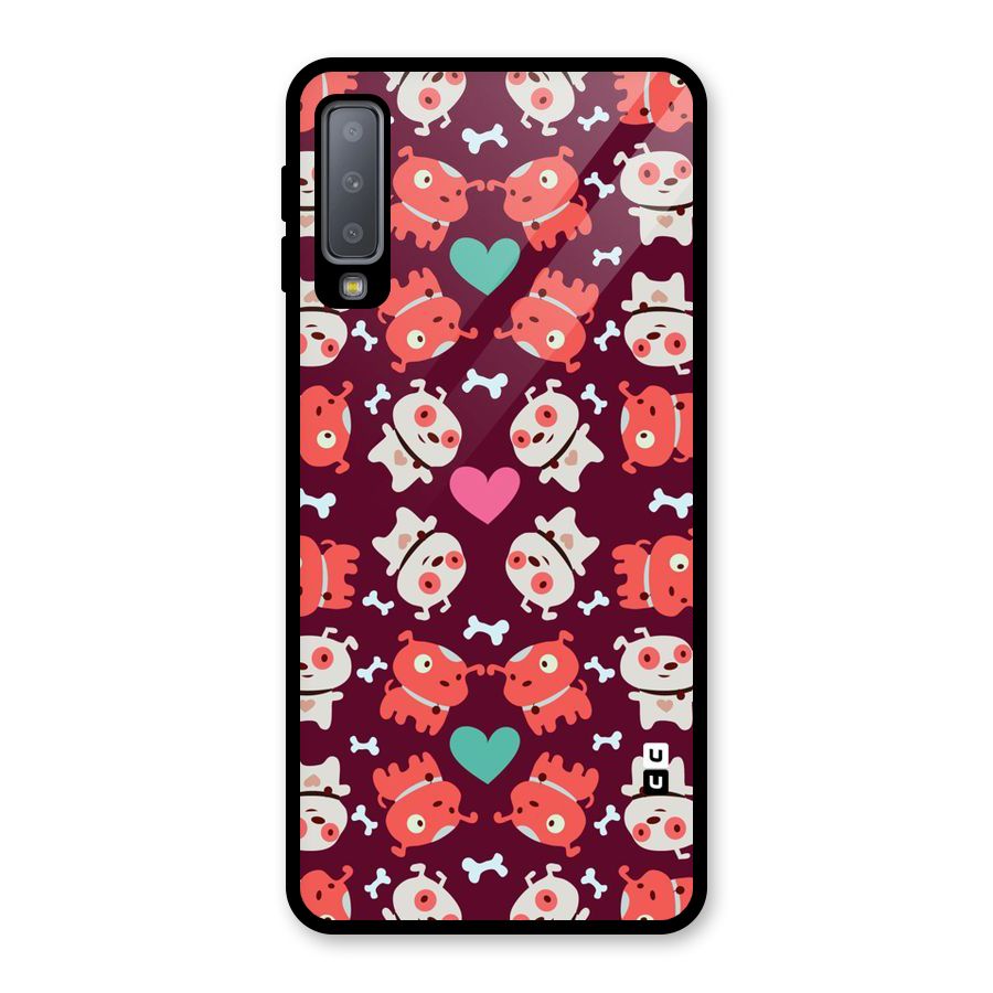 Cut Dog Design Glass Back Case for Galaxy A7 (2018)