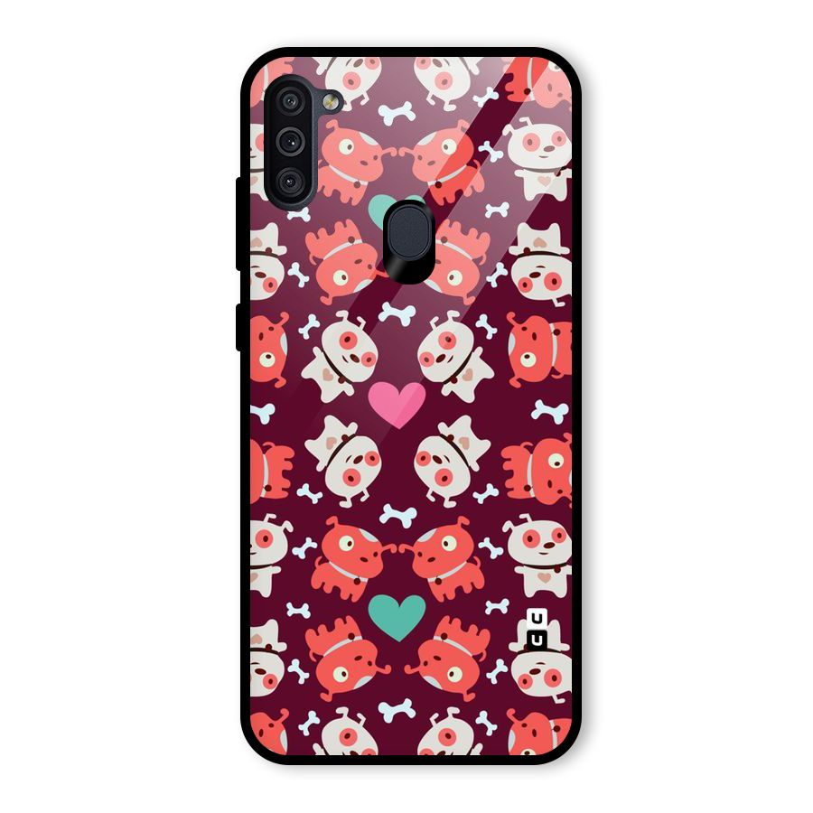 Cut Dog Design Glass Back Case for Galaxy M11