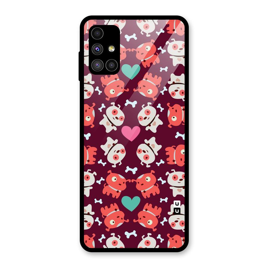 Cut Dog Design Glass Back Case for Galaxy M51