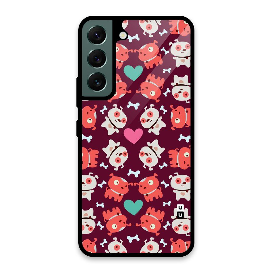 Cut Dog Design Glass Back Case for Galaxy S22 5G