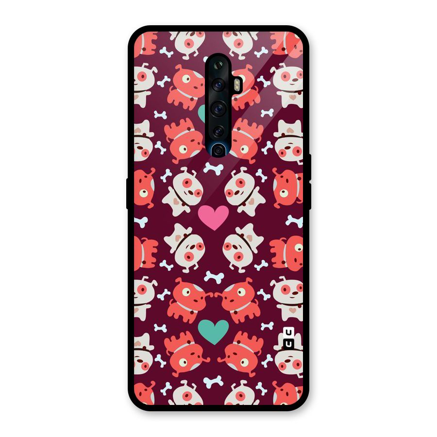 Cut Dog Design Glass Back Case for Oppo Reno2 F