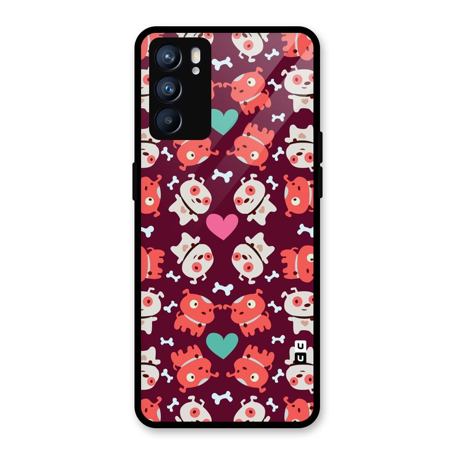 Cut Dog Design Glass Back Case for Oppo Reno6 5G