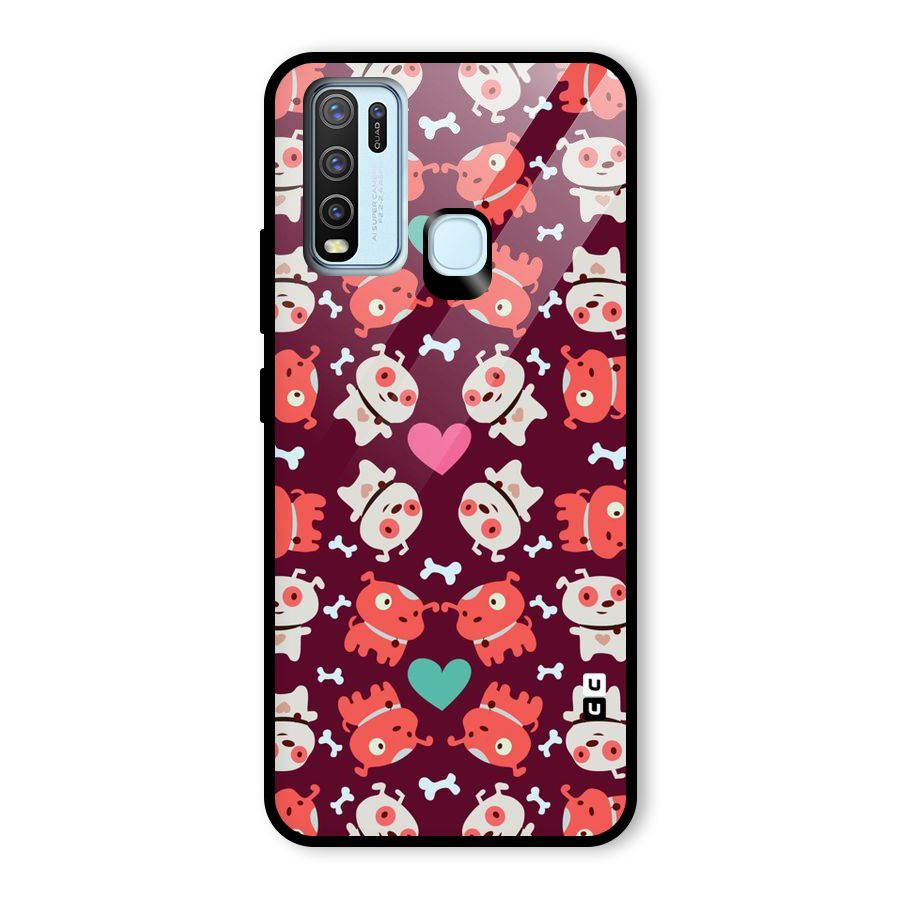 Cut Dog Design Glass Back Case for Vivo Y30