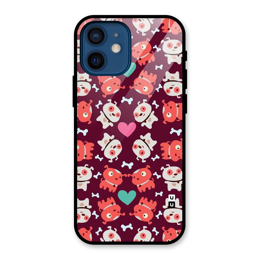 Cut Dog Design Glass Back Case for iPhone 12 Mini
