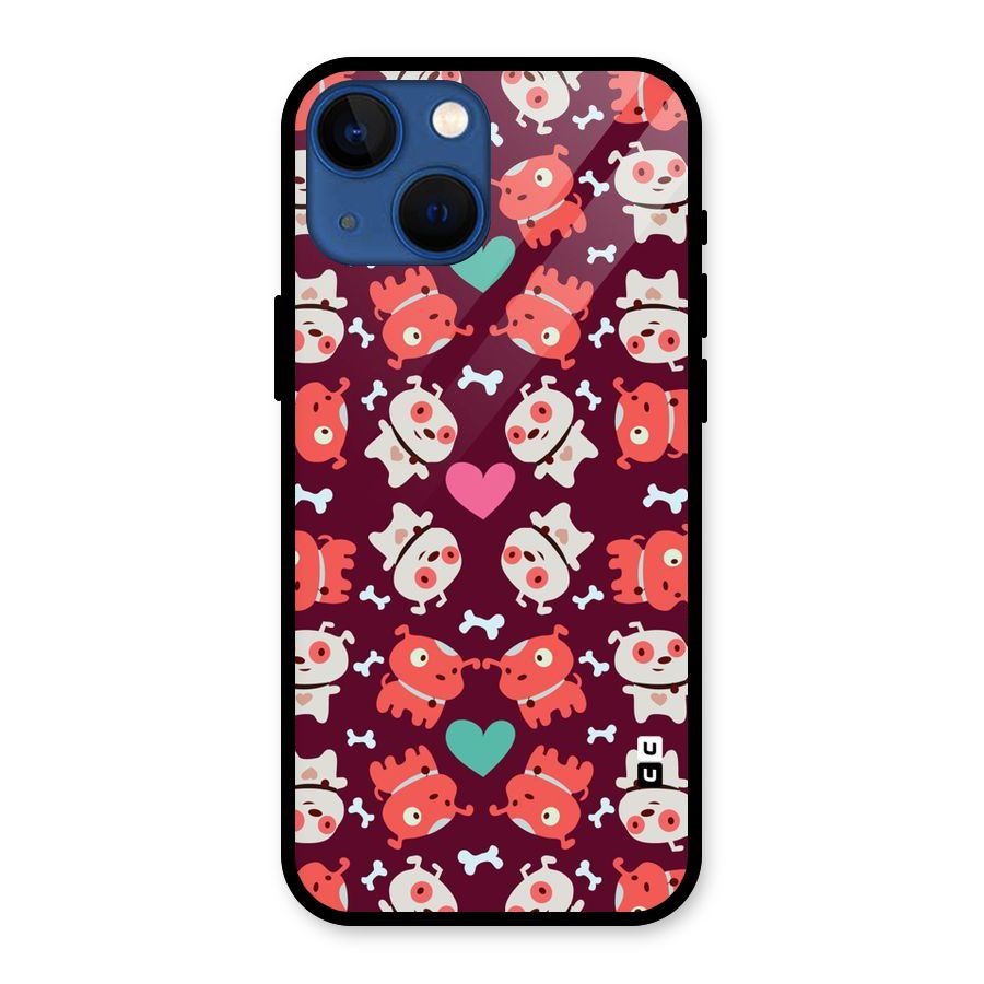 Cut Dog Design Glass Back Case for iPhone 13 Mini