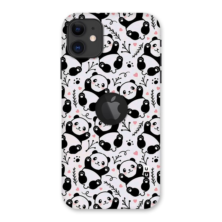 Cute Adorable Panda Pattern Back Case for iPhone 11 Logo Cut