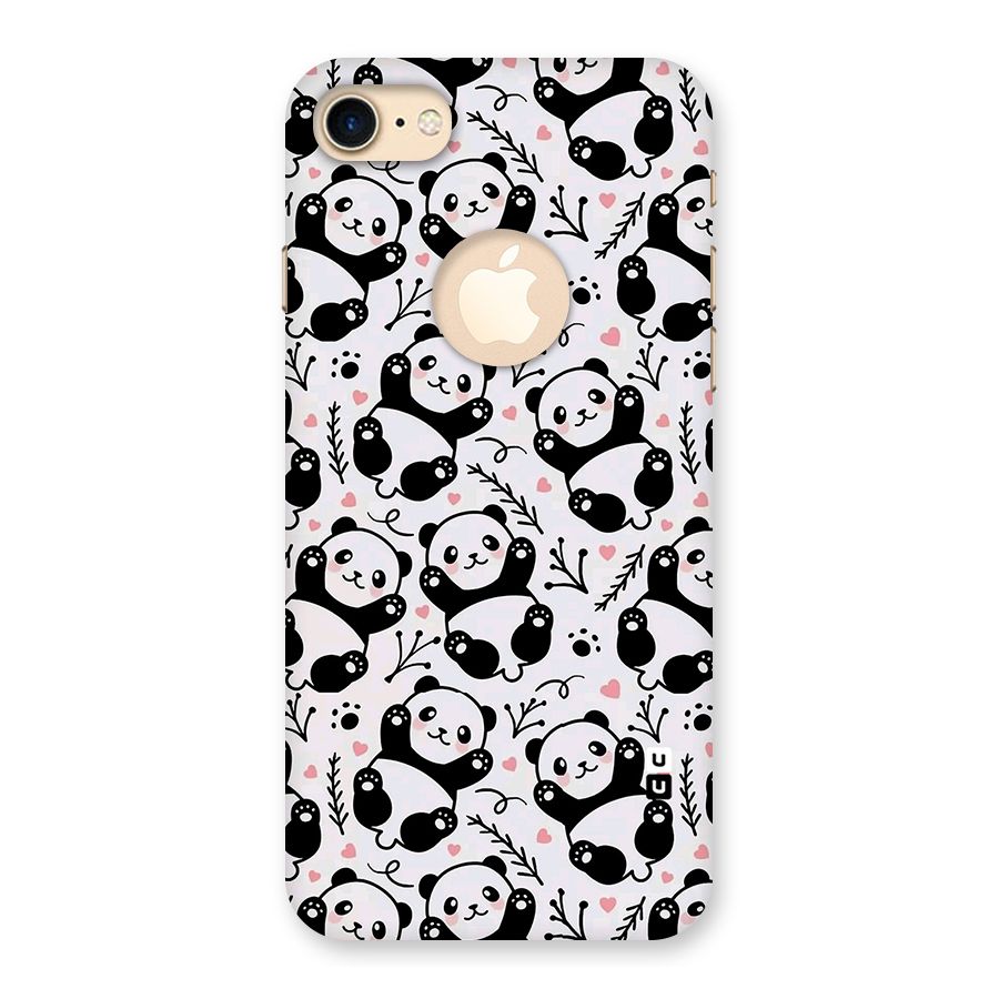 Cute Adorable Panda Pattern Back Case for iPhone 8 Logo Cut