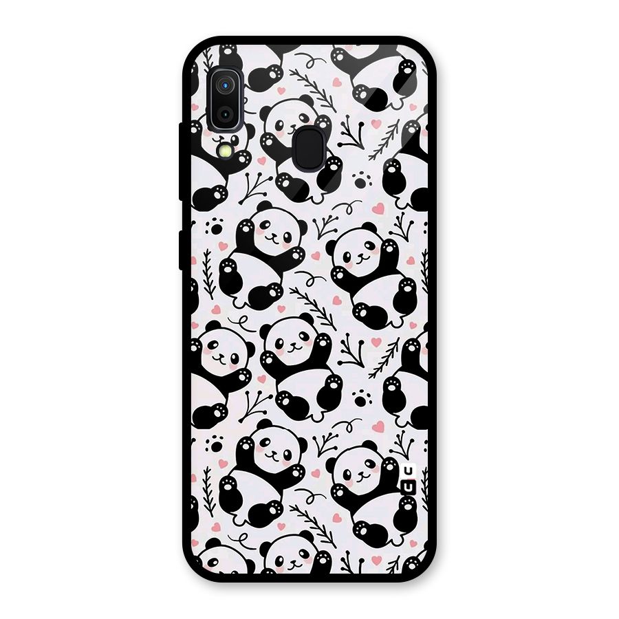 Cute Adorable Panda Pattern Glass Back Case for Galaxy A30