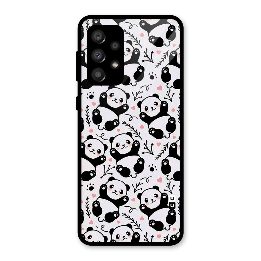 Cute Adorable Panda Pattern Glass Back Case for Galaxy A32