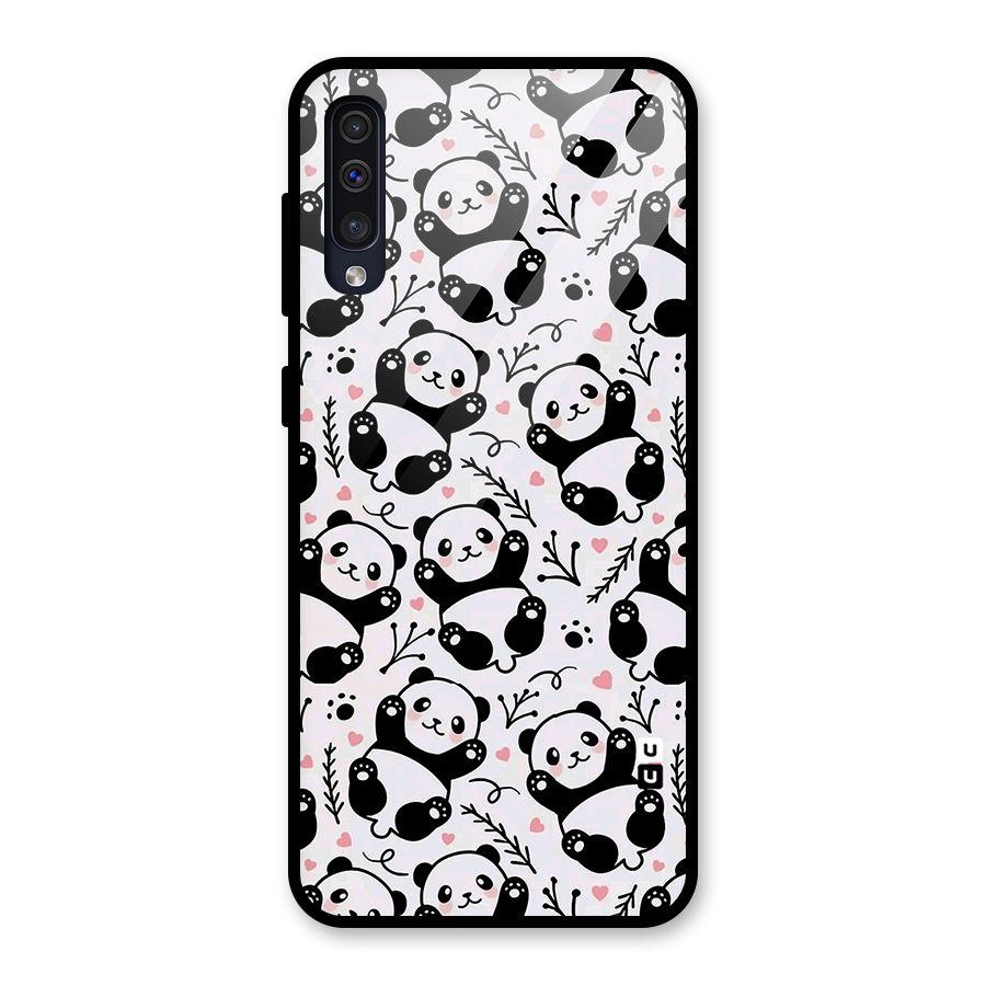 Cute Adorable Panda Pattern Glass Back Case for Galaxy A50