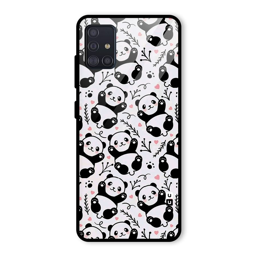 Cute Adorable Panda Pattern Glass Back Case for Galaxy A51
