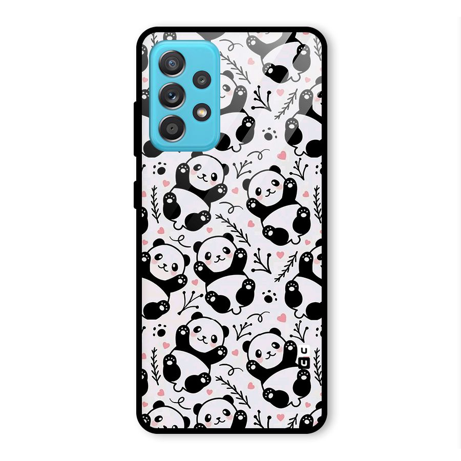 Cute Adorable Panda Pattern Glass Back Case for Galaxy A52