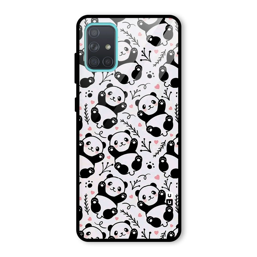 Cute Adorable Panda Pattern Glass Back Case for Galaxy A71