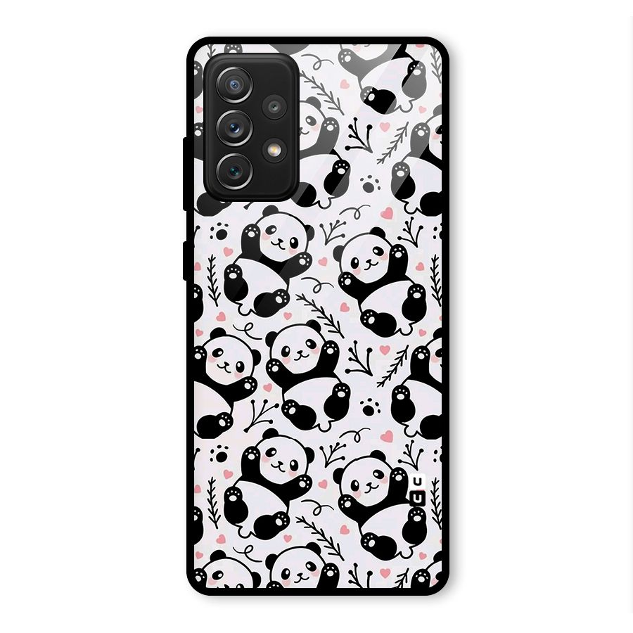 Cute Adorable Panda Pattern Glass Back Case for Galaxy A72