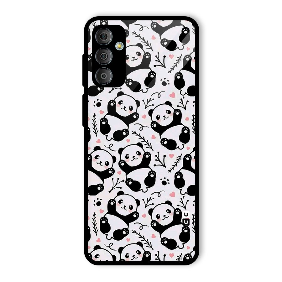 Cute Adorable Panda Pattern Glass Back Case for Galaxy F23