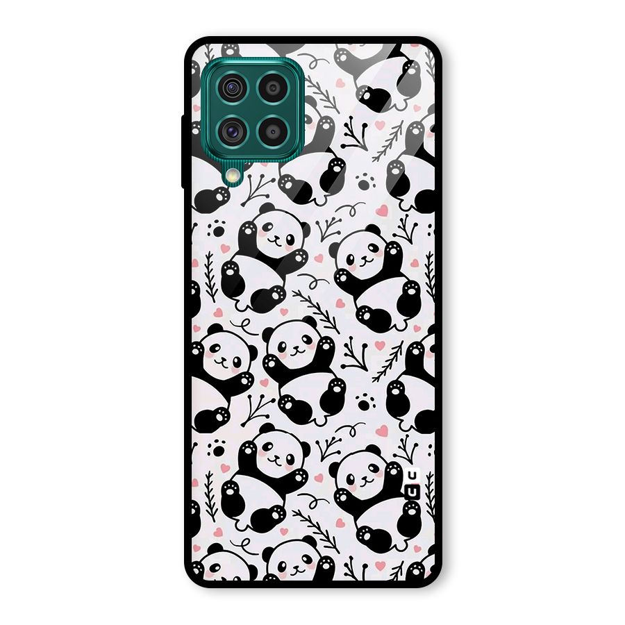 Cute Adorable Panda Pattern Glass Back Case for Galaxy F62