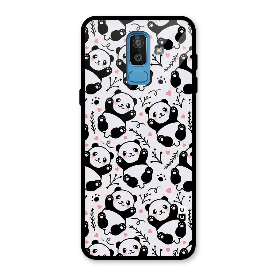 Cute Adorable Panda Pattern Glass Back Case for Galaxy J8