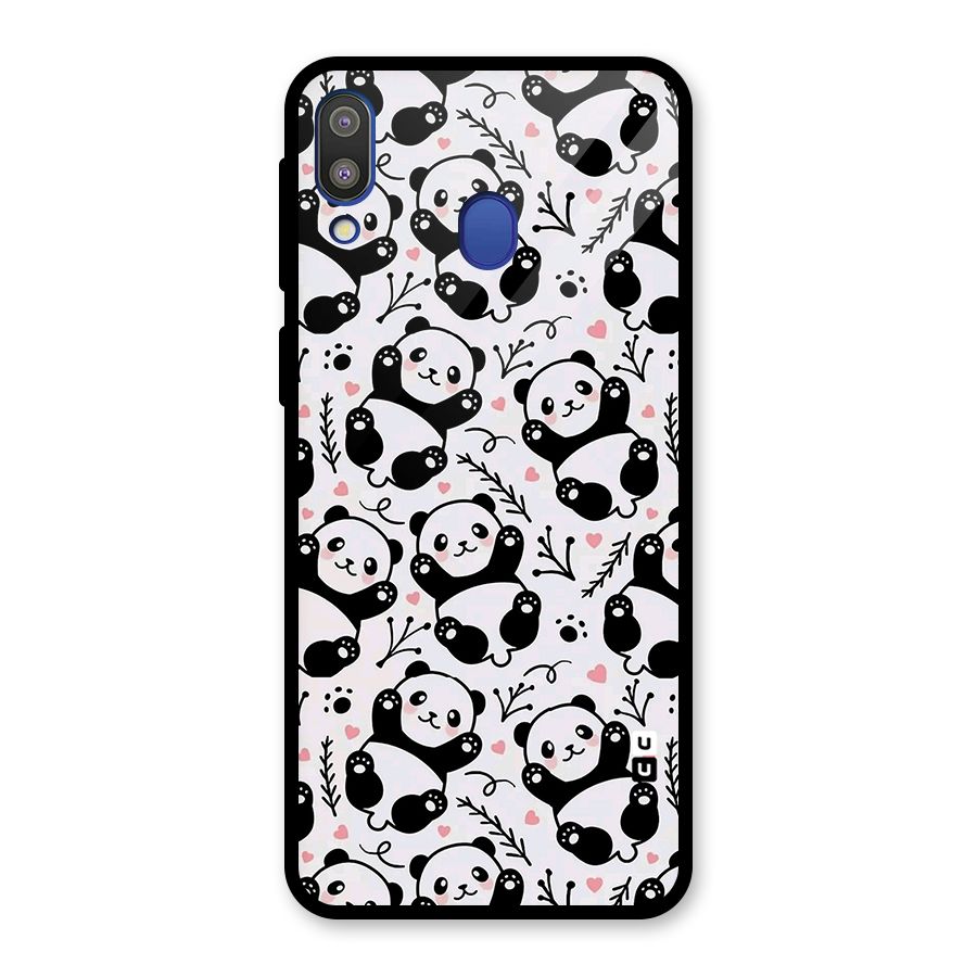 Cute Adorable Panda Pattern Glass Back Case for Galaxy M20