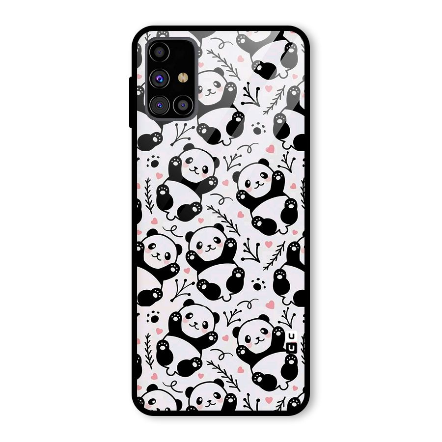 Cute Adorable Panda Pattern Glass Back Case for Galaxy M31s