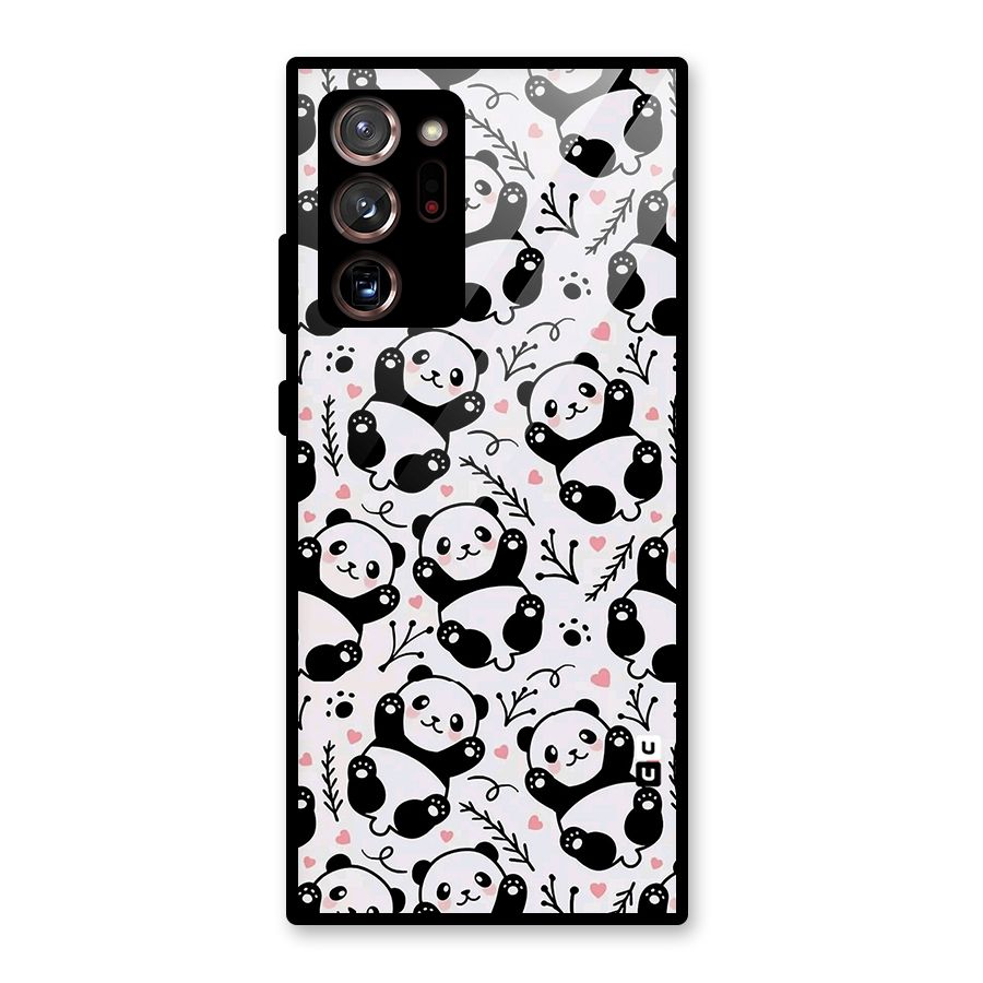 Cute Adorable Panda Pattern Glass Back Case for Galaxy Note 20 Ultra