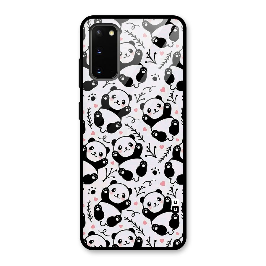 Cute Adorable Panda Pattern Glass Back Case for Galaxy S20