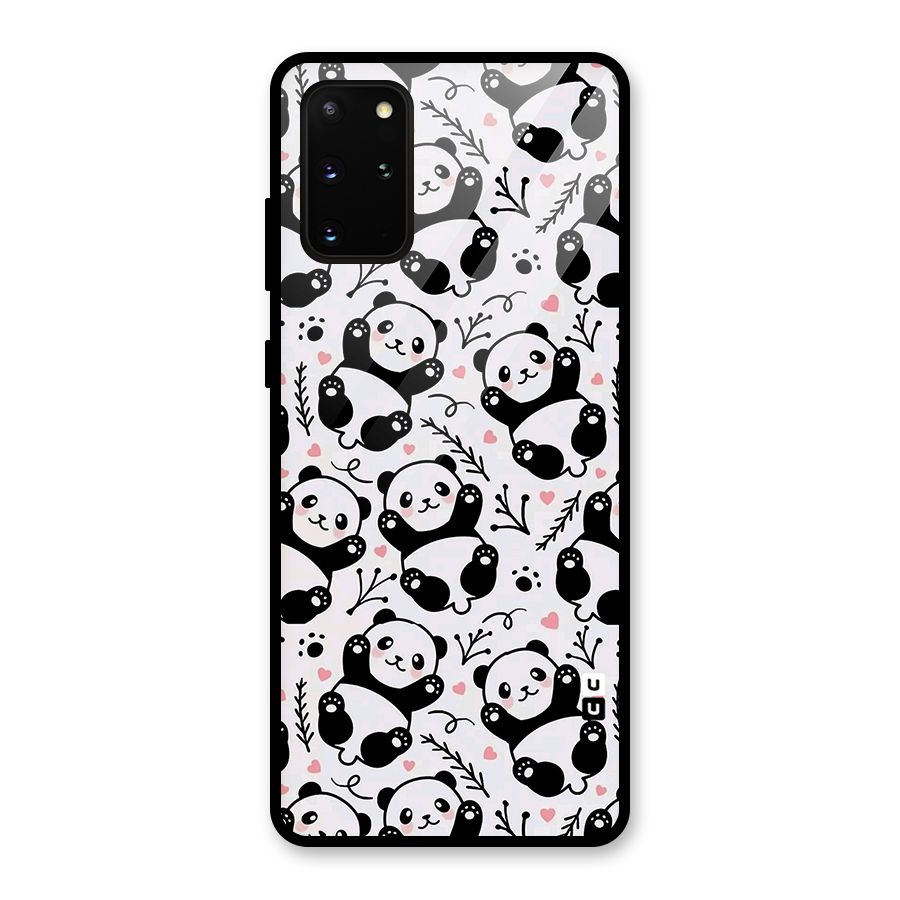 Cute Adorable Panda Pattern Glass Back Case for Galaxy S20 Plus