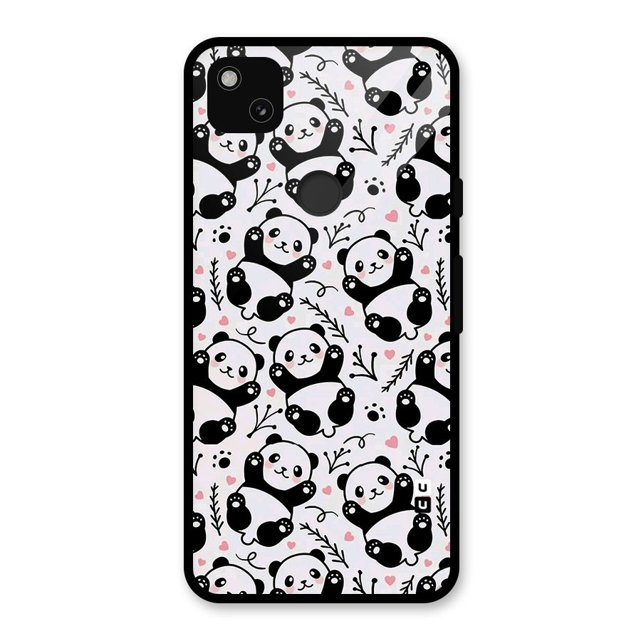 Cute Adorable Panda Pattern Glass Back Case for Google Pixel 4a