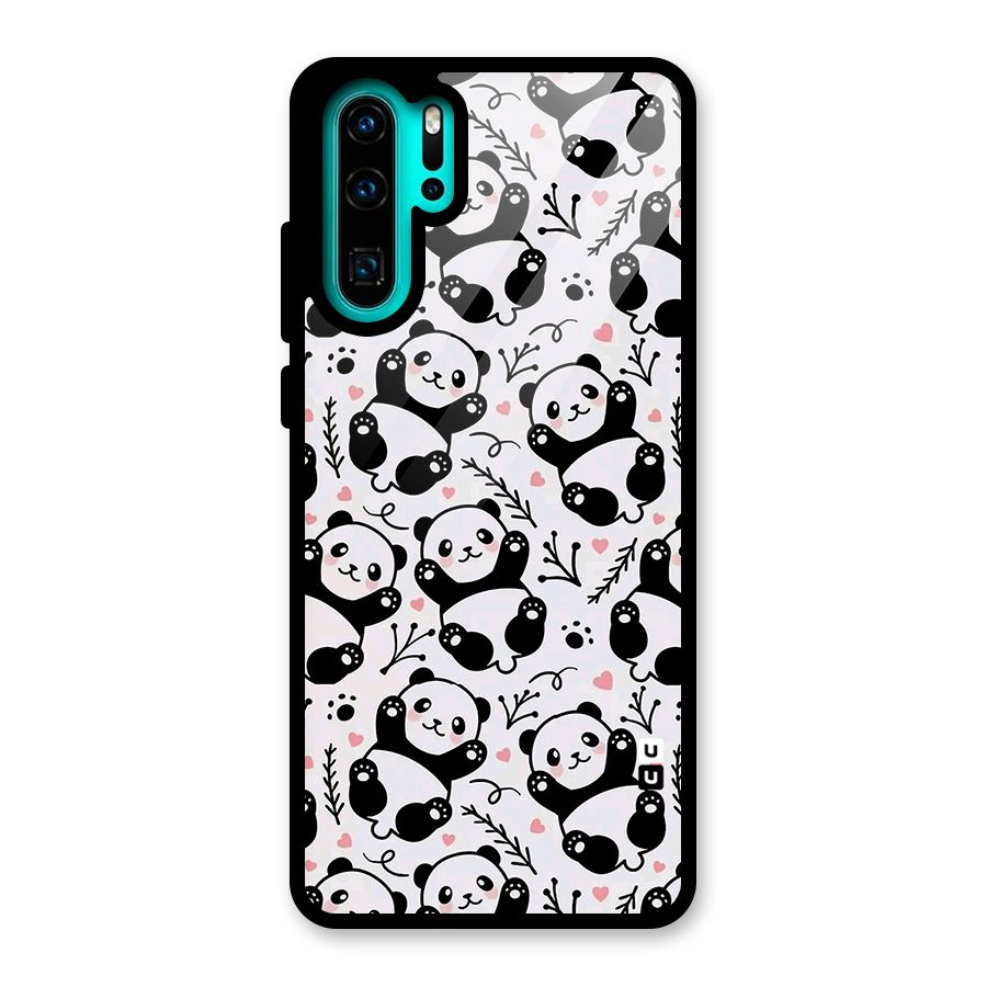 Cute Adorable Panda Pattern Glass Back Case for Huawei P30 Pro