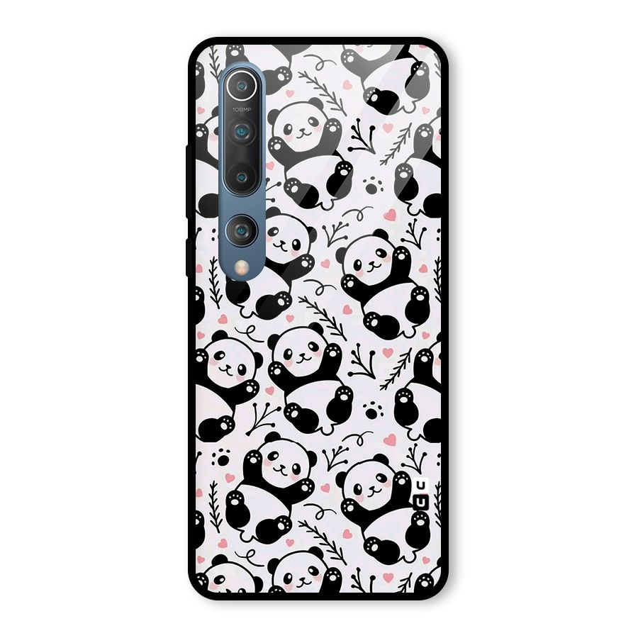Cute Adorable Panda Pattern Glass Back Case for Mi 10