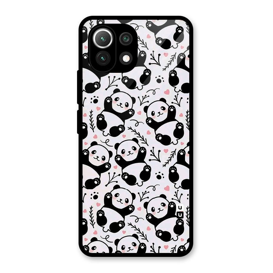 Cute Adorable Panda Pattern Glass Back Case for Mi 11 Lite NE 5G
