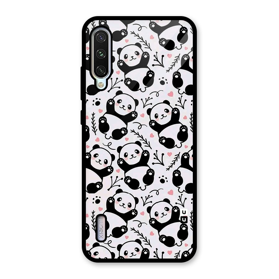 Cute Adorable Panda Pattern Glass Back Case for Mi A3