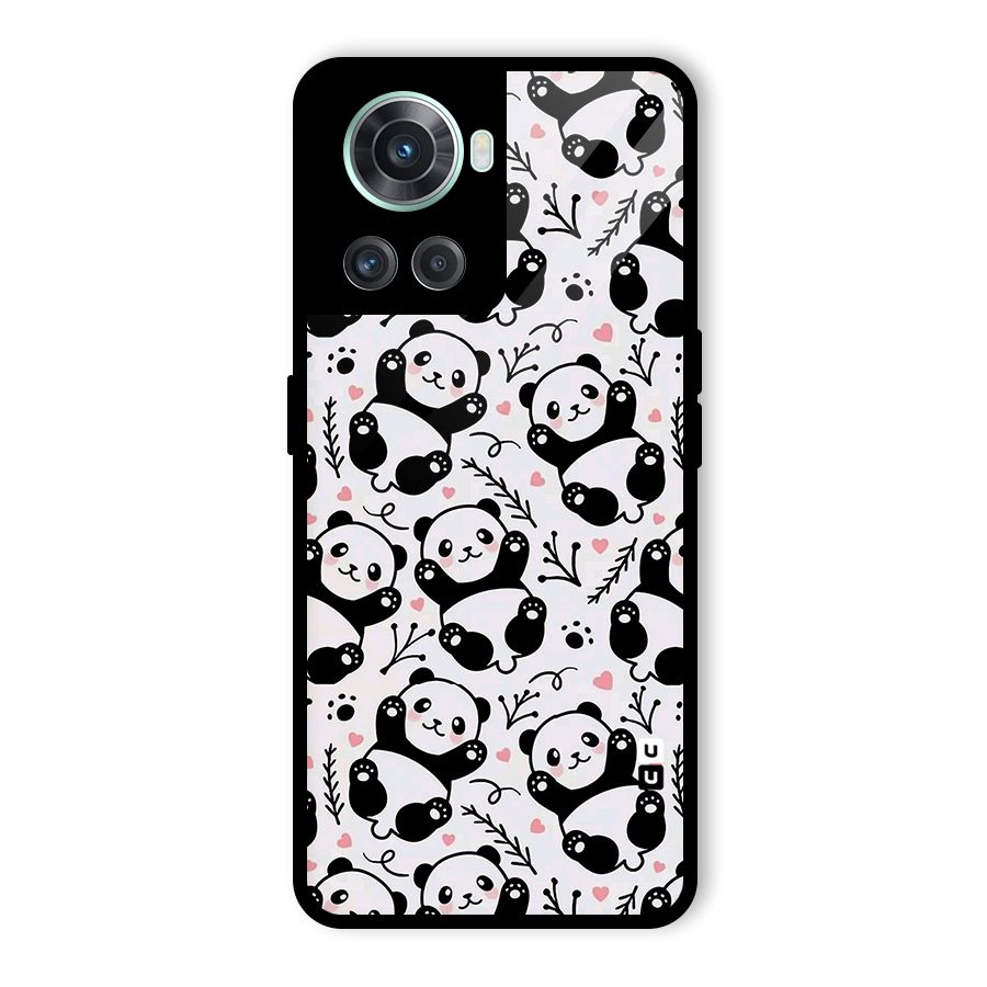 Cute Adorable Panda Pattern Glass Back Case for OnePlus 10R