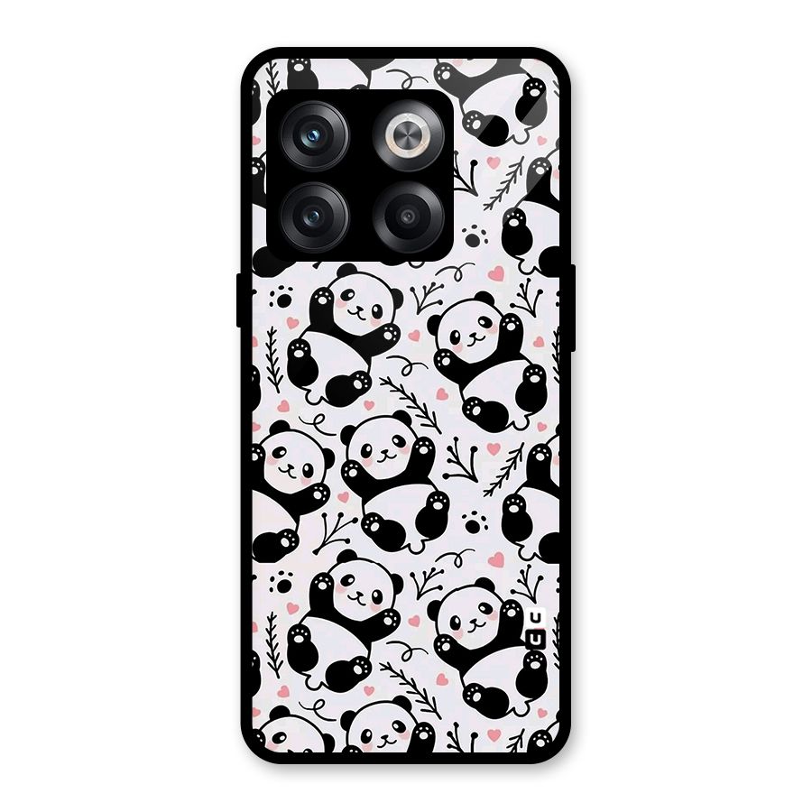 Cute Adorable Panda Pattern Glass Back Case for OnePlus 10T