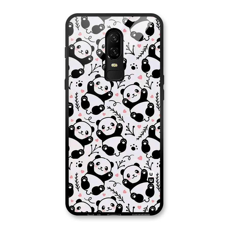 Cute Adorable Panda Pattern Glass Back Case for OnePlus 6
