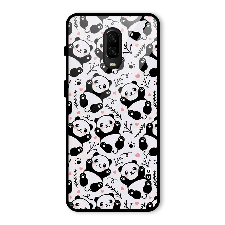 Cute Adorable Panda Pattern Glass Back Case for OnePlus 6T