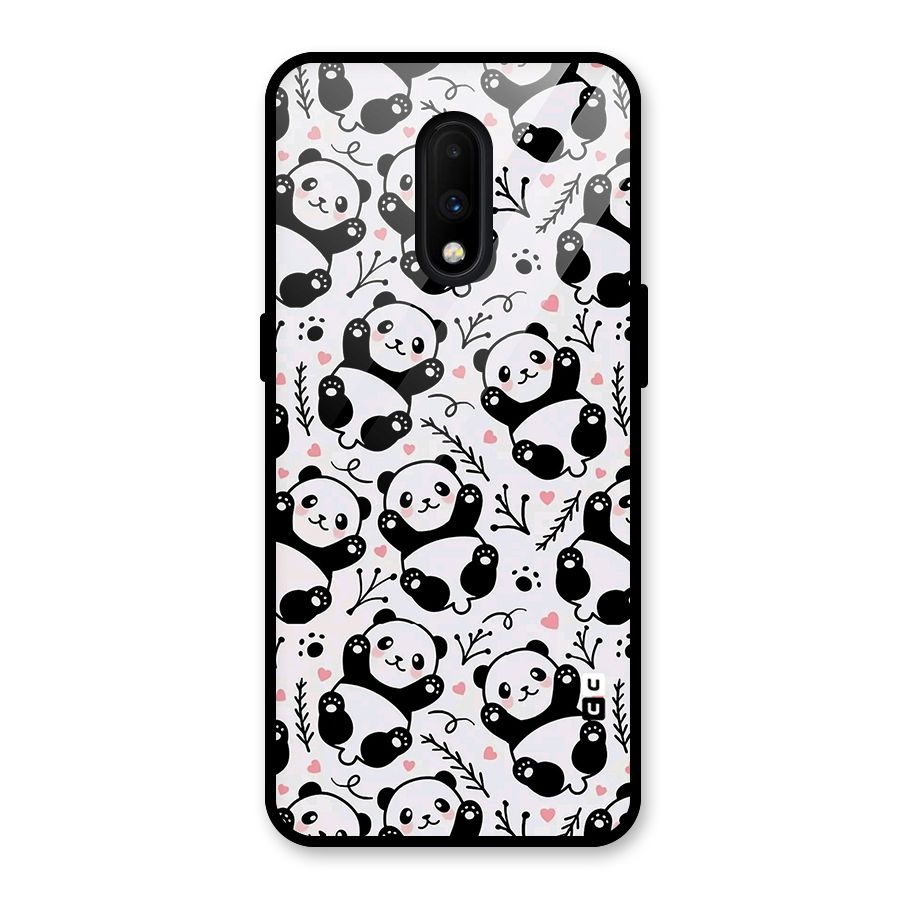 Cute Adorable Panda Pattern Glass Back Case for OnePlus 7