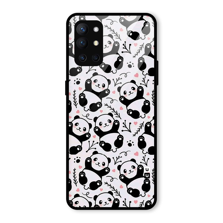 Cute Adorable Panda Pattern Glass Back Case for OnePlus 9R