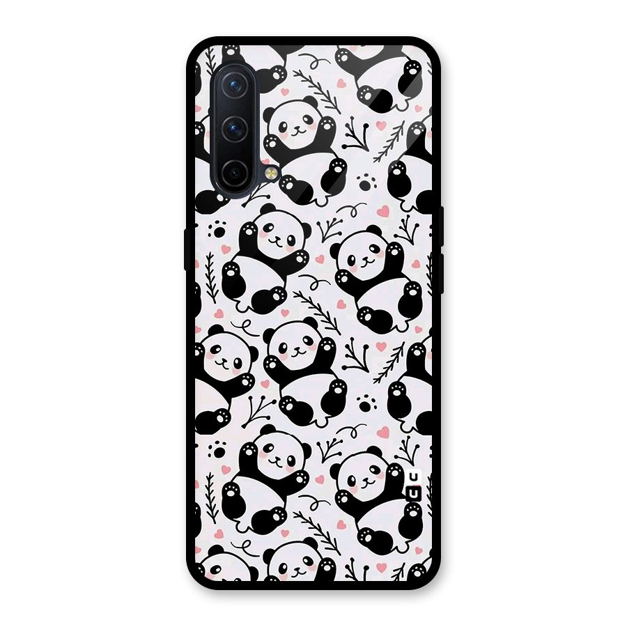 Cute Adorable Panda Pattern Glass Back Case for OnePlus Nord CE 5G